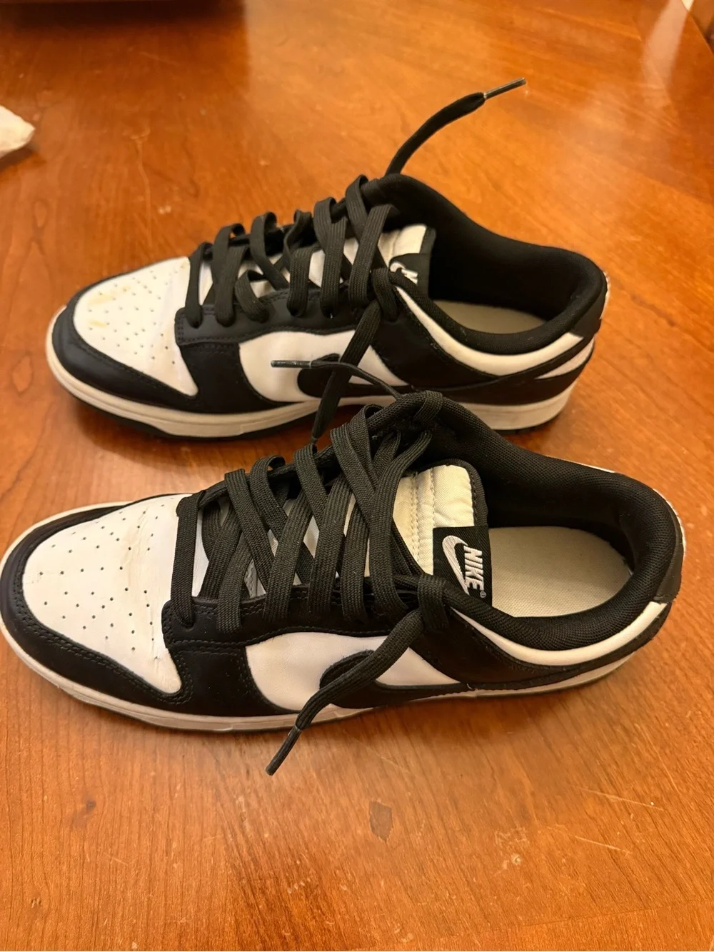 Black & White Panda Men’s Low-Top Leather Sneakers